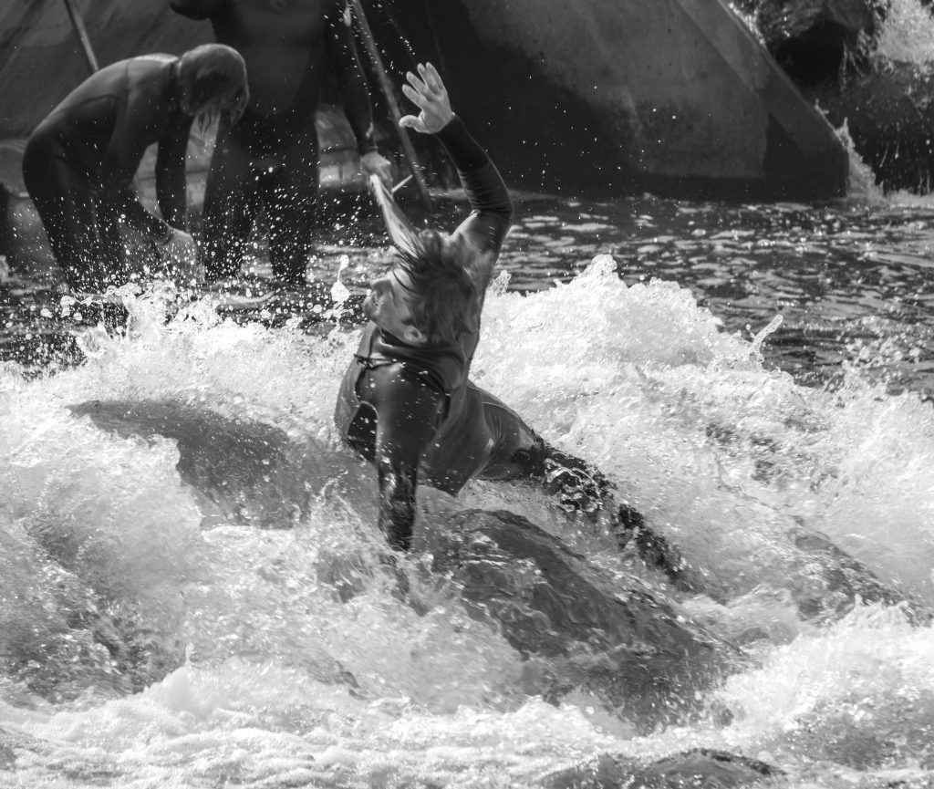 Surfers at Boise, Idaho's Whitewater Park Wave. Photos by Terry Welch.