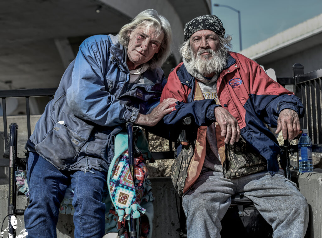 Homeless couple at Rhodes Skate Park in Boise, Idaho. Photo by Terry Welch.