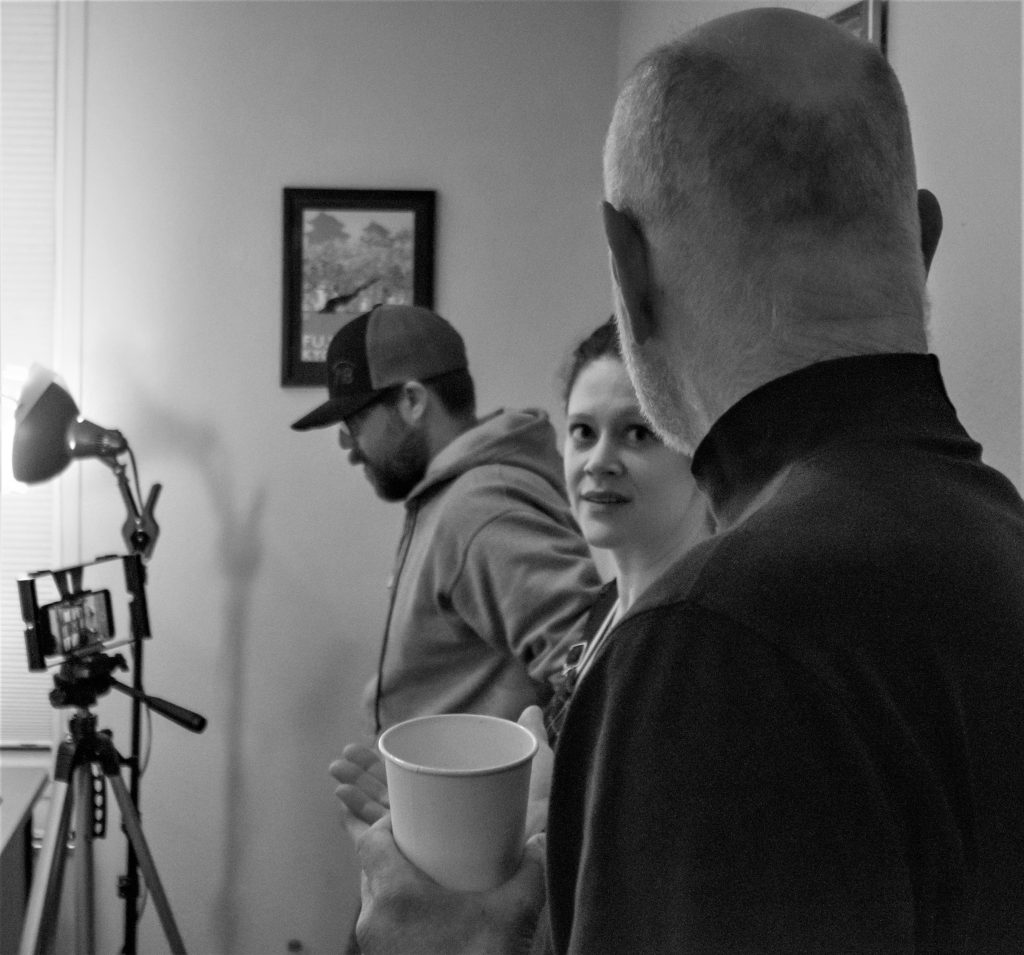 Pictures of Steve Russ and the film crew he hired to make a short movie for one of his websites. Boise, Idaho. Photos by Terry Welch.